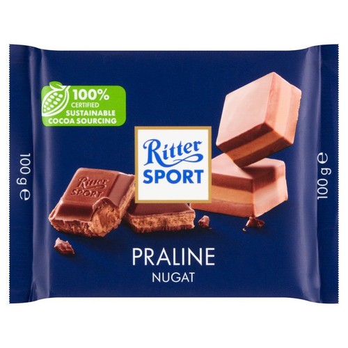 Czekolada mleczna z nadzieniem nugat - z orzechów laskowych Ritter Sport 100 g