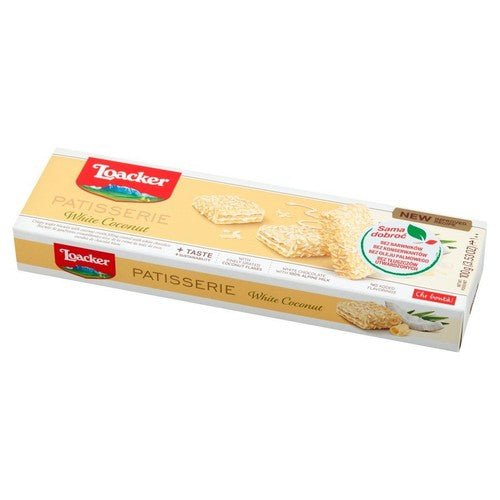 Ciastka waflowe z kremem kokosowym pokryte białą czekoladą Loacker 100 g
