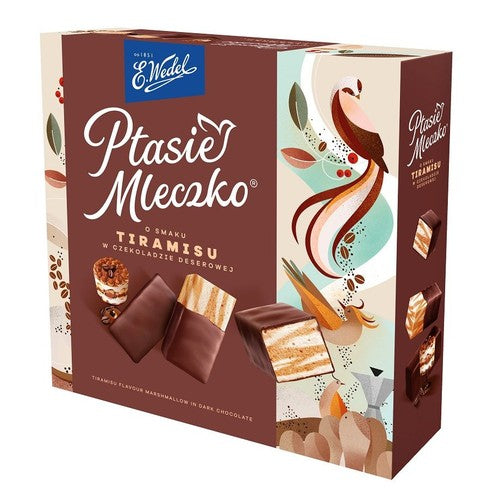 Ptasie mleczko o smaku tiramisu w czekoladzie deserowej E.Wedel 340 g