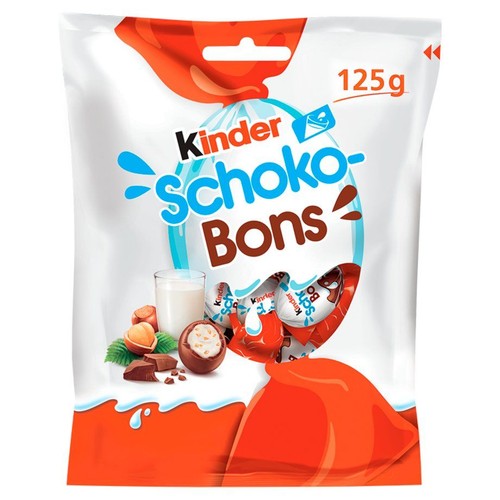 Schoko Bons czekoladki z mlecznej czekolady z nadzieniem mlecznym i orzechami Kinder 125 g