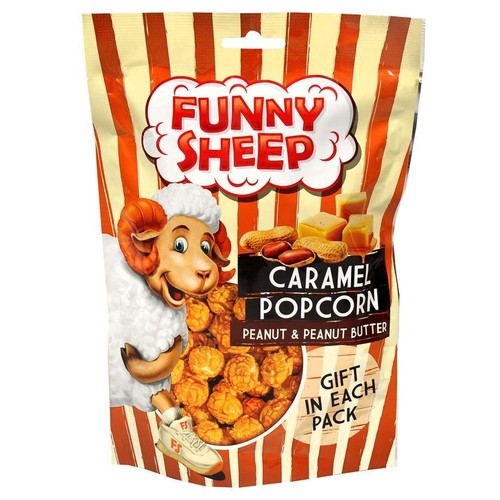 Popcorn w karmelu z orzeszkami ziemnymi i masłem Funny Sheep 100 g