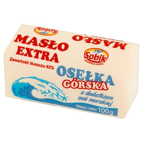 Masło extra Osełka górska z dodatkiem soli morskiej 82% tłuszczu Sobik 100 g