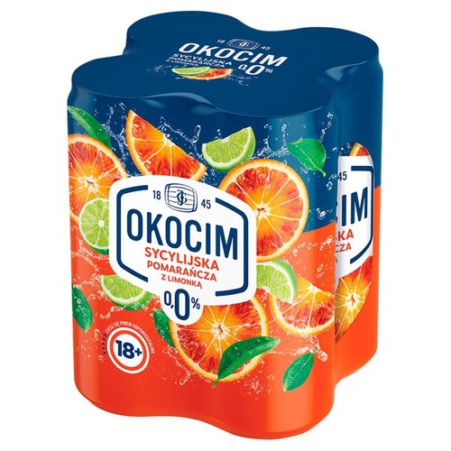 PIwo jasne smakowe Sycylijska Pomarańcza i Limonka alk. 0,0% obj. Okocim 4 x 500 ml