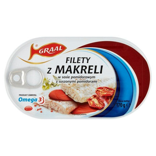 Filety z makreli w sosie pomidorowym z suszonymi pomidorami  GRAAL 170 g