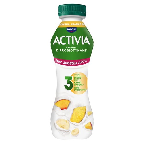 Jogurt pitny o smaku ananasa brzoskwini i banana   Activia 270 g