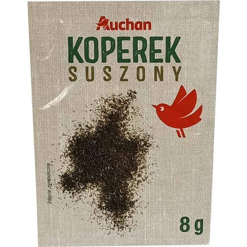 Koperek suszony. Wysuszone i rodrobnione liście kopru Auchan 8 g
