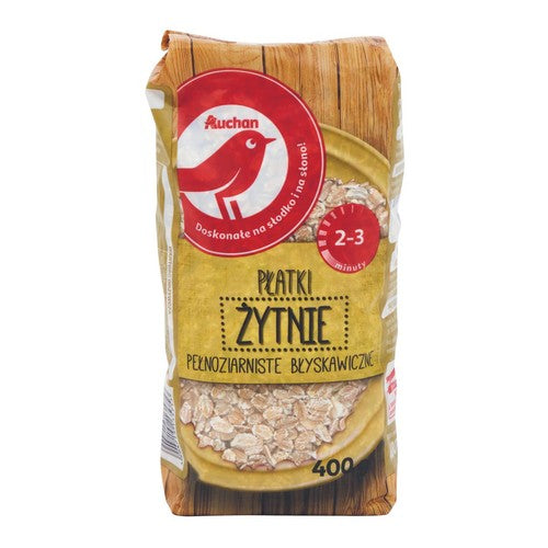 Płatki żytnie pełnoziarniste błyskawiczne Auchan 400 g