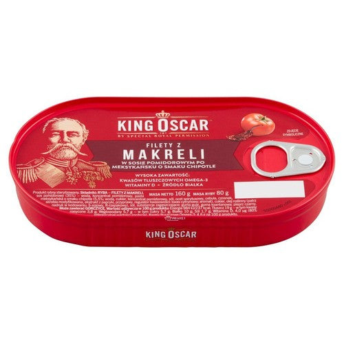 Filety z makreli w sosie pomidorowym po meksykańsku o smaku chipotle King Oscar 160 g