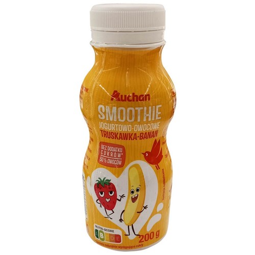 Smoothie jogurtowo-owocowe truskawka - banan Auchan 200 g