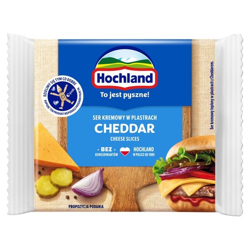 Ser cheddar kremowy topiony w plastrach Hochland 130 g