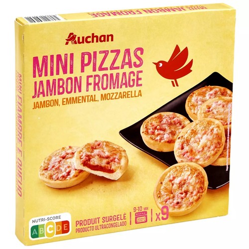 Pizza mini z szynką i serem 9 sztuk Auchan 270 g