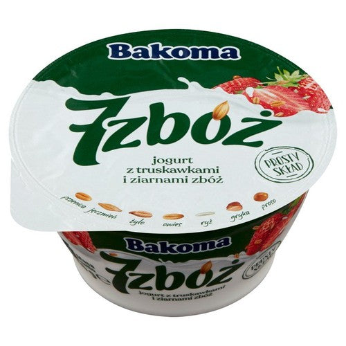 Jogurt 7 zbóż z truskawkami Bakoma 140 g