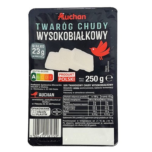 Twaróg chudy wysokobiałkowy  Auchan 250 g