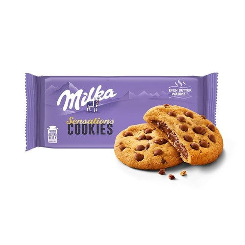 Ciastka z nadzieniem czekoladowym i kawałkami czekolady Sensations Milka 156 g