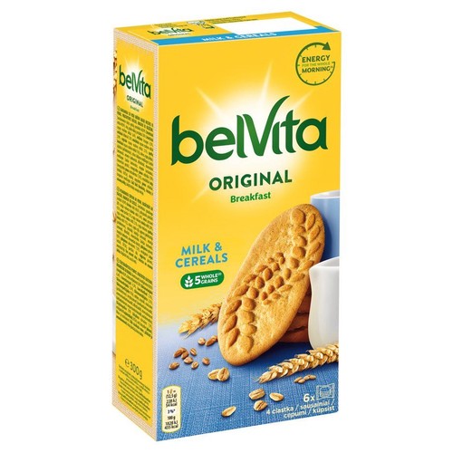 Ciastka zbożowe z mlekiem wzbogacone w wapń, magnez i żelazo belVita 300 g