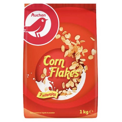 Płatki kukurydziane wzbogacone w 7 witamin Auchan 1 kg