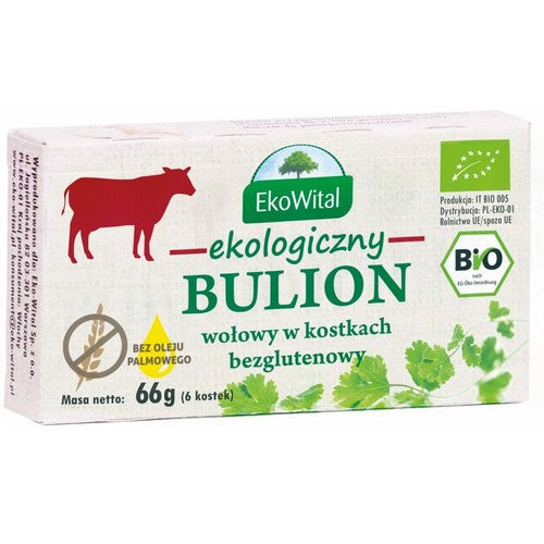 Ekologiczny bulion wołowy 6 kostek EkoWital 66 g