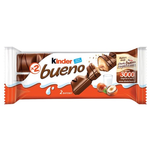 Bueno Wafel w mlecznej czekoladzie z mleczno-orzechowym nadzieniem Kinder 43 g