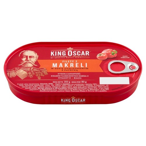 Filety z makreli w sosie pomidorowym z papryką King Oscar 160 g