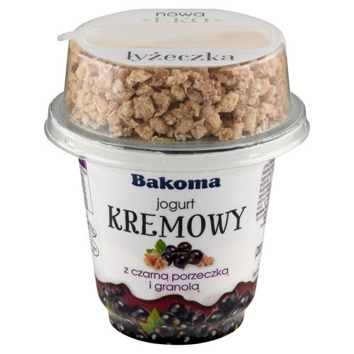 Jogurt kremowy z czarną porzeczką i granolą Bakoma 230 g