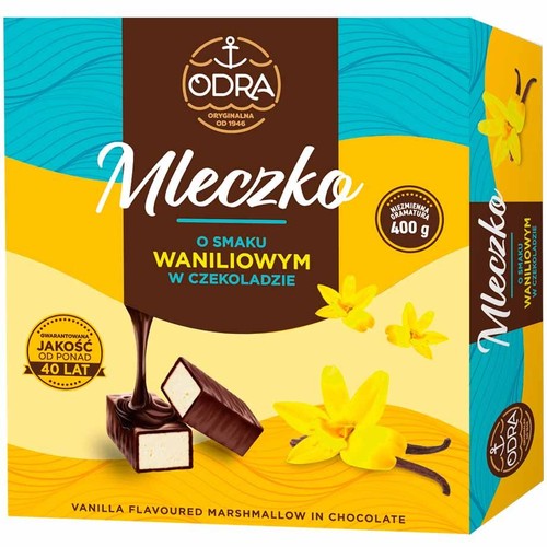 Mleczko o smaku waniliowym w czekoladzie Odra 400 g