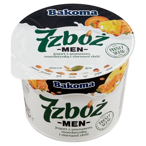 7 Zbóż men jogurt z ananasem mandarynką i zbożami Bakoma 300 g