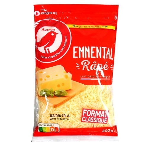 Ser szwajcarski emmentaler wiórkowany Auchan 200 g