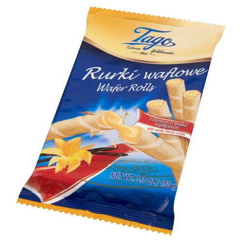 Rurka waflowa z kremem o smaku waniliowym Tago 150 g