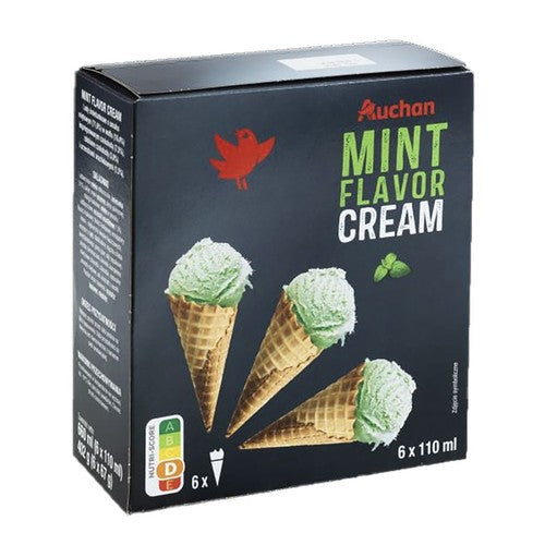 Lody rożki o smaku miętowym Auchan 6 x 110 ml