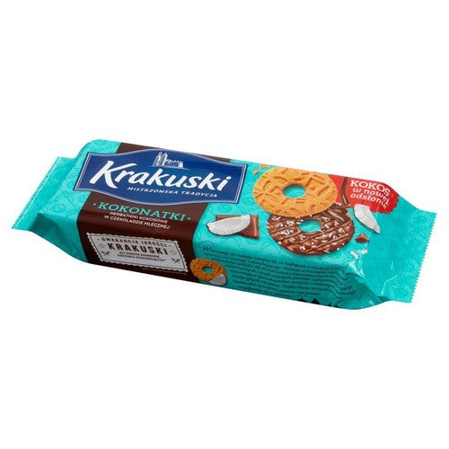 Kokonatki herbatniki kokosowe w czekoladzie Krakuski 174 g