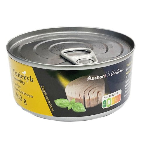 Tuńczyk jednolity w olej słonecznikowym Auchan Collection 170 g