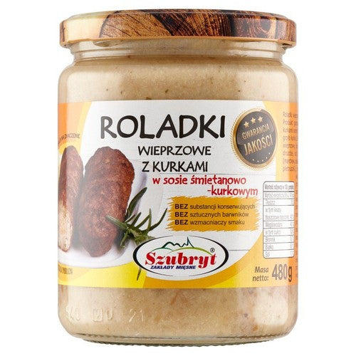 Roladki wieprzowe z kurkami w sosie śmietanowo - kurkowym Szubryt 480 g