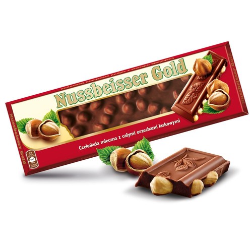 Nussbeisser czekolada mleczna z całymi orzechami laskowymi  Alpen Gold 220 g