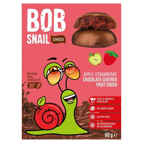 Cukierki jabłko-truskawka w mlecznej czekoladzie Bob Snail 60 g