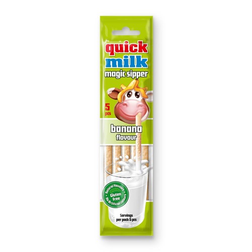Słomki smakowe do mleka o smaku bananowym Quick Milk 5 x 6 g