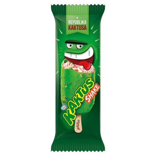 Lody wodne cytrynowe i truskawkowe z zieloną polewą  Kaktus 90 ml