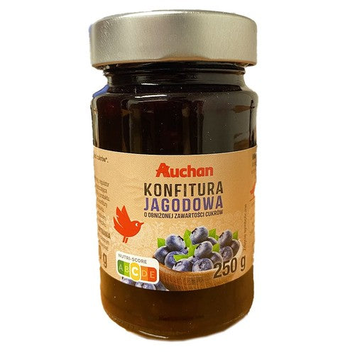 Konfitura jagodowa o obniżonej zawartości cukrów Auchan 250 g