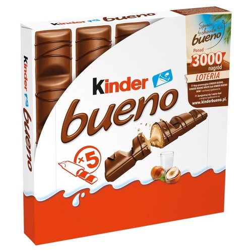 Bueno wafele czekoladowy wypełniony delikatnym mleczno-orzechowym nadzieniem Kinder  107,5 g