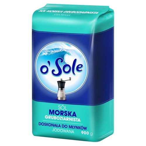 Sól morska, gruboziarnista, spożywcza, jodowana o'Sole 900 g