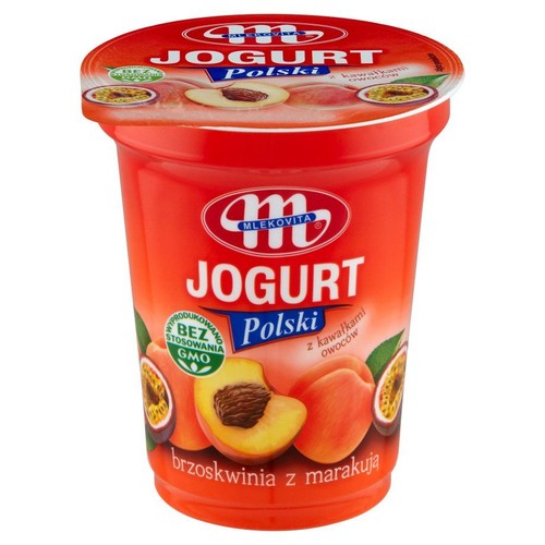 Polski Jogurt brzoskwinia z marakują Mlekovita 350 g