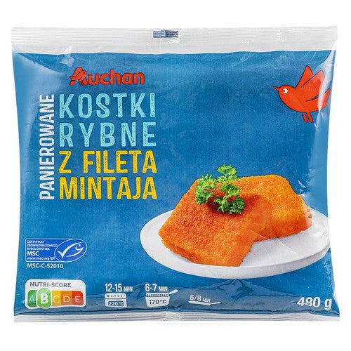 Mintaj w kostkach panierowany Auchan 480 g