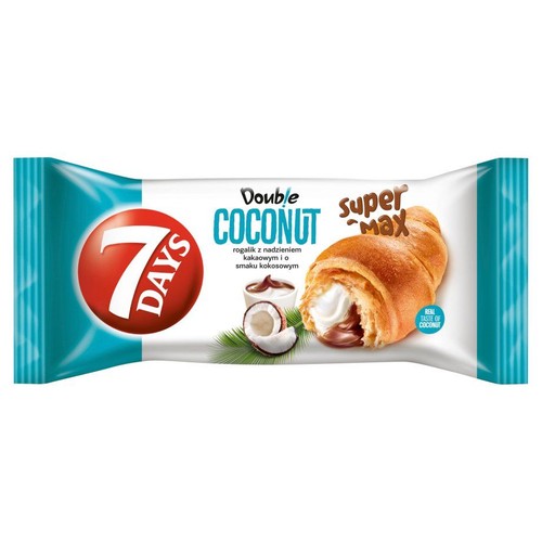 Croissant Double Super Max z nadzieniem o smaku kakaowym i kokosowym 7 Days 110 g
