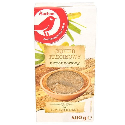 Cukier trzcinowy nierafinowany typ: Dry Demerara Auchan 400 g