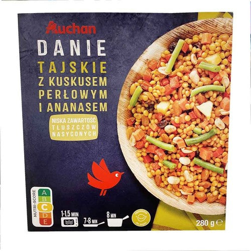 Danie tajskie z kuskusem perłowym i ananasem. Auchan 280 g
