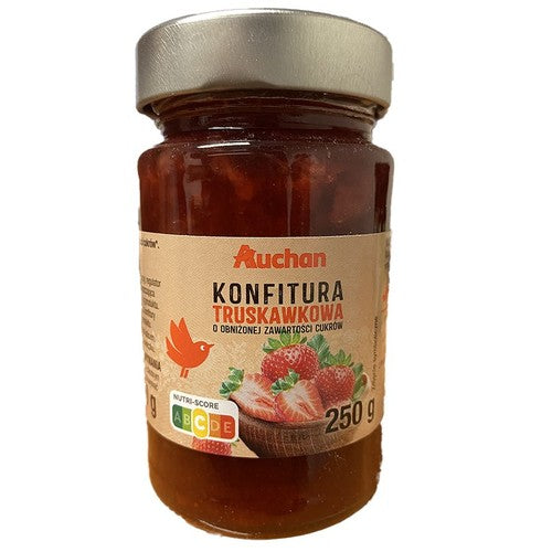 Konfitura truskawkowa o obniżonej zawartości cukrów Auchan 250 g
