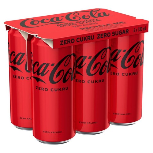 Napój gazowany o smaku cola zero cukru Coca-Cola 6 x 330 ml