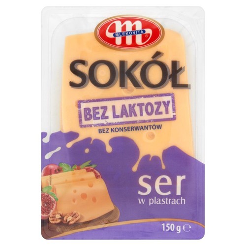 Ser Sokół bez laktozy dojrzewający plastry Mlekovita 150 g