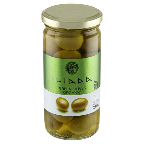 Ekologiczne oliwki zielone z pestką Iliada 230 g