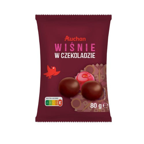 Wiśnie w czekoladzie deserowej Auchan 80 g