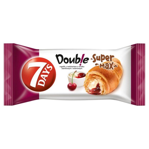 Croissant Double Super Max z nadzieniem o smaku waniliowym i wiśniowym 7 Days 110 g